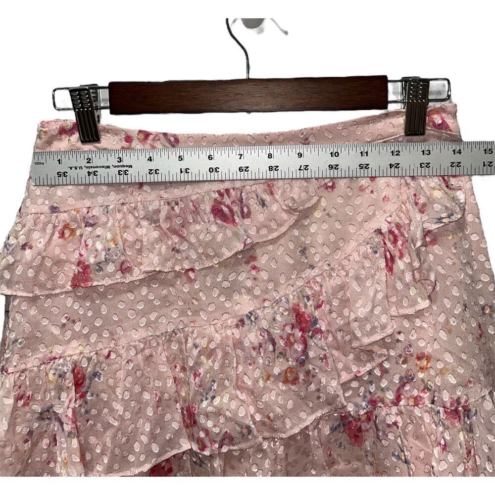 LoveShackFancy Imelda Skirt Bubbly Pink Size 4 Mini Ruffle Skirt Silk Blend - Picture 9 of 13